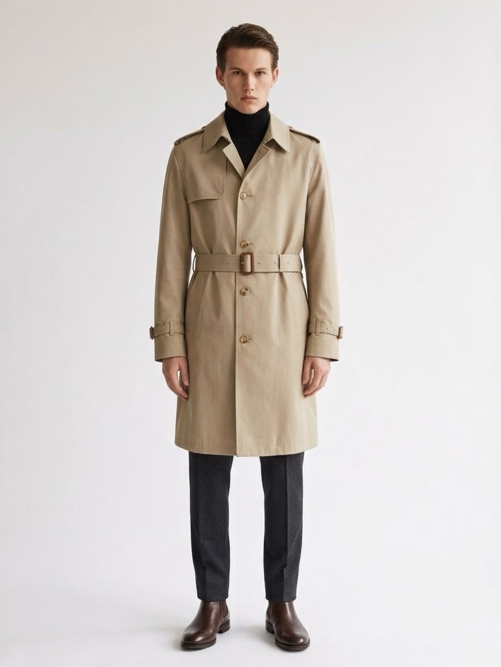 Vintage London Fog Belted Trench Coat Size 40R Medium Beige